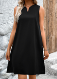 NEW Retails $51, A Line Sleeveless Split Neck Black Dress, Sz L