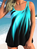 NEW Retails $126, MODLILY® Ombre Cyan Double Straps Tankini Set, Sz XL