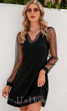NEW V-Neck Elegant Sheath/Column Cotton Mini Dresses, Sz M
