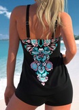 NEW Retails $119, MODLILY® Criss Cross Paisley Print Black Tankini TOP ONLY, Sz XL