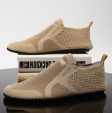 NEW Breathable Men Loafers Slip-On Lightweight Male Walking Shoes Anti-Slip Flexible Couple Casual Sneakers Summer Soft Footwear, Brown, Sz 12