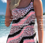 NEW MODLILY® Scoop Neck Leopard Pink Tankini Top-No Bottom, Sz L