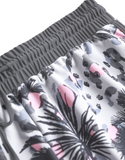 NEW Retails $68, MODLILY® Bowknot Tropical Plants Print Grey Tankini Set, Sz XL