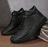 NEW High Top Plus Velvet Pu Leather Casual Shoes, Men's Winter Trendy Work Shoes, Warm - Sz 11 (44)