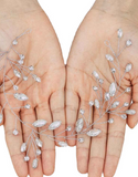 NEW 1pc Crystal & Silver Leaf Shaped Hair Accessories With Rhinestone Decoration