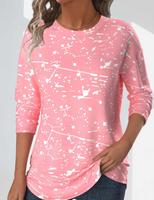 NEW MODLILY® Light Pink Geometric Print Long Sleeve T-Shirt, Sz M