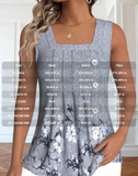 NEW MODLILY® Light Grey Marl Button Floral Print Sleeveless Tank Top, Sz XL, Retails $52