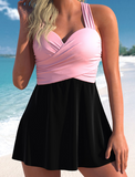 NEW Retails $48, Surplice Black Criss Cross Swimdress with swim shorts (2 Pc), Sz XL