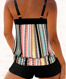 NEW Retails $63, MODLILY® Multi Stripe Print Double Straps Tankini Top Only, Sz XL