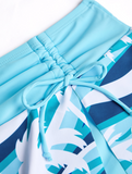 NEW Retails $97, MODLILY® Cut Out Tropical Plants Print Cyan Tankini Set, Sz XL