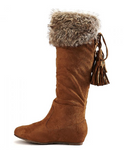 NEW Wild Diva Candies Fur Flat Boot, Ours are Lighter Taupe as shown in pics, Sz 6.5, Retails $64