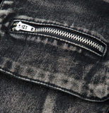 NEW MIcas V-waist Buckle Flap Pocket Denim Cargo Skirt, Dark Grey, Sz 2XL, Retails $78