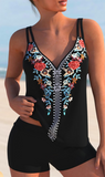 NEW MODLILY® Multi Color Double Straps Tribal Print Tankini Set, Multi-color, Sz XXL! Retails $65+