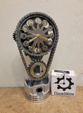 NEW Industrial Chevy Small Block Clock! V8 Timing Set Clock, Stainless Steel Face Motorized Gear Clock, Retails $280+