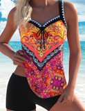 NEW Retails $50, MODLILY® Bowknot Tribal Print Multi Color Tankini Top Only, Sz M