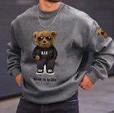 New Men’s Casual Round Neck Sweater 3D Printing Funny Bear Street Style Business Style, Grey, Sz M