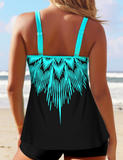 NEW MODLILY® Ombre Cyan Double Straps Tankini Set Flexible Sizing, Cyan, Sz 3XL, Retails $64