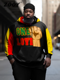 NEW Zwing Y Men's Plus Size Casual Black Nosttiled ic Document Blocking Month and June Ethnic College 90s Retro Hoodie - Size XL - Retails $78+