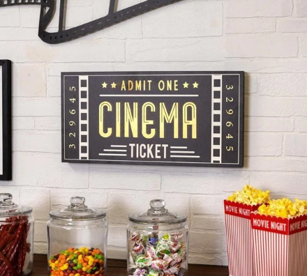 NEW Retails $60+, Admit One Cinema Ticket Sign Wall Art