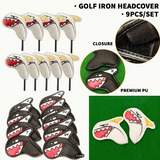 NEW 9pcs PU Waterproof And Wear-resistant Covers With Cute Shark Pattern Design, Golf Club Head Covers