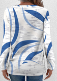 NEW Blue Lightweight Geometric Print Long Sleeve T Shirt - Size L
