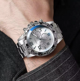 NEW Men's Business Watch Fashion Dial Silver Steel Band Quartz Watches Male Wristwatches