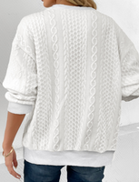 NEW MODLILY DESIGN White Patchwork Long Sleeve Round Neck Sweatshirt, Sz XXL, Retails $65