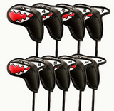 NEW 9pcs PU Waterproof And Wear-resistant Covers With Cute Shark Pattern Design, Golf Club Head Covers