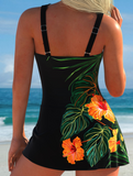 NEW Retails $61, MODLILY® Tie Floral Print Black One Piece Swimdress, Sz XL