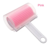 NEW Washable Clothes Hair Sticky Roller Reusable Portable Home Cleaning Pet Hair Remover Carpet Bed Sofa Dust Collector, Pink