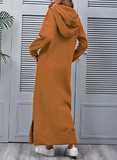 NEW Women's Casual Dress Hoodie Dress Long Dress Maxi Dress Daily Basic Outdoor Vacation Going out V Neck Pocket Solid Color Regular Fit, Caramel, Fits XL-1X, Retails $53
