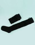 NEW 1pair Women's Knitted Long Tube Over Knee Socks With Pom-pom, Warm And Elegant, Autumn &amp; Winter, one size Black