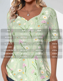 NEW MODLILY® Light Green Textured Fabric Floral Print T-Shirt, Sz M