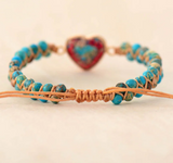 NEW Handmade Heart Shape Natural Stone Bracelet, Sky Blue
