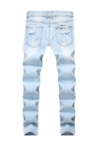 NEW Men's Slim Fit Ripped Stretch Jeans Destroyed, Light Blue, Sz 32 Waist
