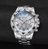 NEW Men's Business Watch Fashion Dial Silver Steel Band Quartz Watches Male Wristwatches