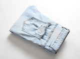 NEW Men's Slim Fit Ripped Stretch Jeans Destroyed, Light Blue, Sz 32 Waist