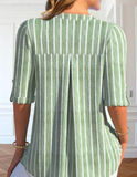 NEW MODLILY® Light Green Button Striped Half Sleeve Blouse, Sz XL, Retails $60