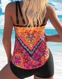 NEW Retails $50, MODLILY® Bowknot Tribal Print Multi Color Tankini Top Only, Sz M