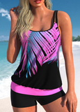 NEW Retails $63, MODLILY® Leaf Print Hot Pink Double Straps Tankini Top Only, Sz M