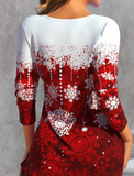 NEW MODLILY® Wine Red Button Snowflake Print Long Sleeve T Shirt, Sz L, Retails $45