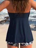 NEW Retails $63, MODLILY® Ruffle Tropical Plants Print Navy Tankini Top Only, Sz XL