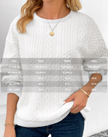 NEW MODLILY DESIGN White Patchwork Long Sleeve Round Neck Sweatshirt, Sz XXL, Retails $65