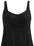 NEW Retails $63, MODLILY® Surplice Feathers Print Black Tankini Set, Sz XL