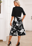 NEW MODLILY DESIGN Black Two Piece Floral Print Dress and Cardigan, Sz M, Retails $52
