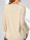 NEW MODLILY® Christmas Lace Snowman Print Long Sleeve Round Neck Sweatshirt, Light Camel, Sz M, Retails $51