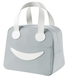 NEW Vikuces Lunch Bag for Women and Men, Insulated Lunch Box Cooler Tote Bags Thermal Bento Bags, Kids Reusable Smiley Lunch Boxes with Waterproof for Work, School, Travel and Picnic (Grey)