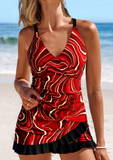 NEW Retails $62, MODLILY® Surplice Ombre Deep Red Tankini Top Only, Sz L