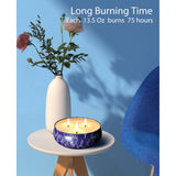 New Retails $84+ Topsics Large Citronella Candles for Indoor/Outdoor, 3 Pack, 14 oz, 3 Wick Soy Wax Candles, 80 Hours Burn Time Each! Re-use tins for plants or storage! Purple Floral