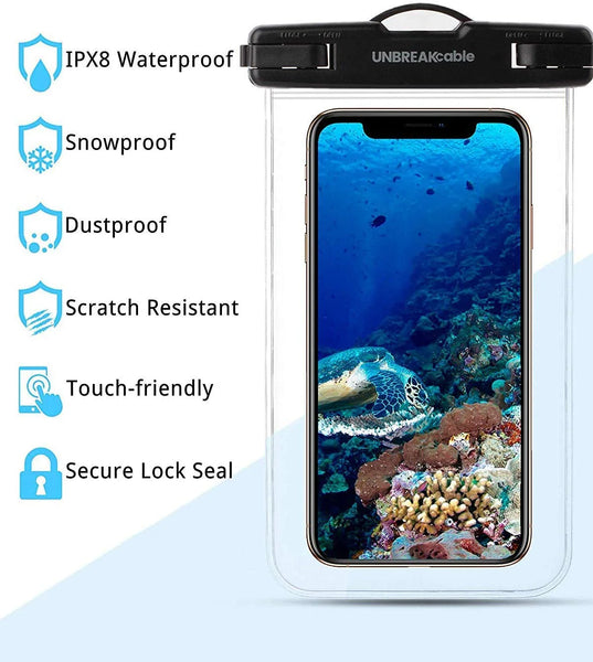 New Universal IPX8 Waterproof Anti Sinking Phone Case Water Proof Bag With Lanyard Fits All Phones Up To 7.5in, also can be used as dry bag for keys, cash, cards etc! Great for Protection & taking underwater pics! Clear